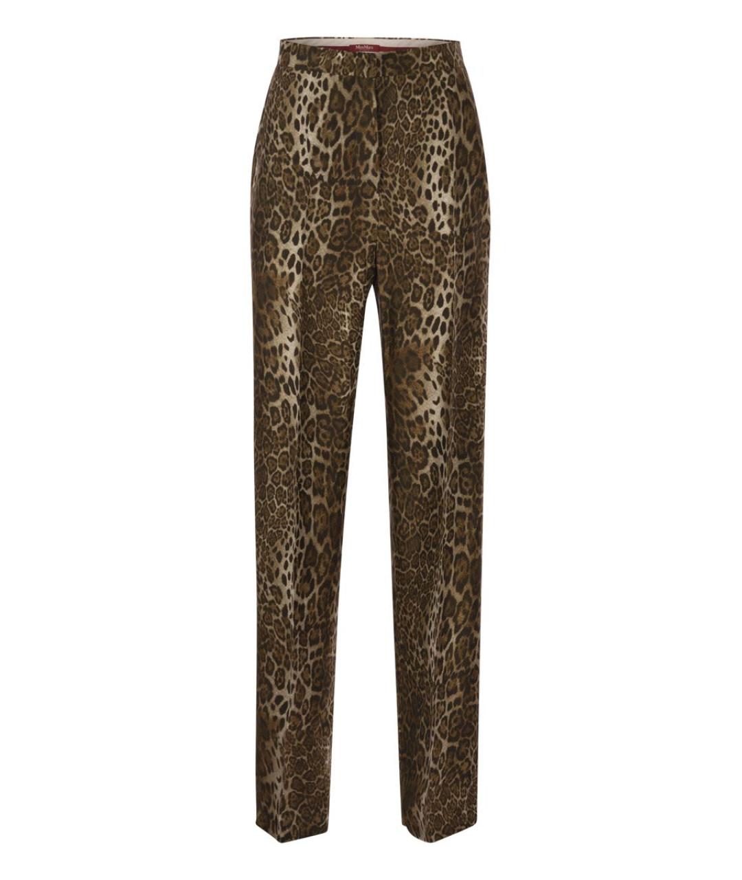MAX MARA Коричневые шелковые прямые брюки, фото 1
