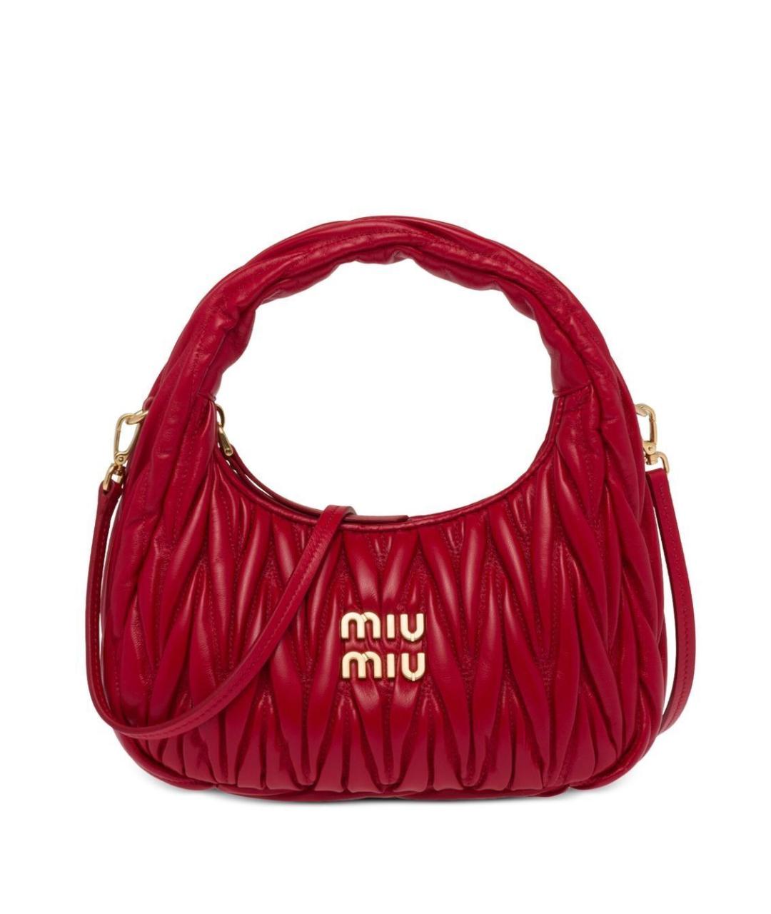 MIU MIU Красная кожаная сумка с короткими ручками, фото 1