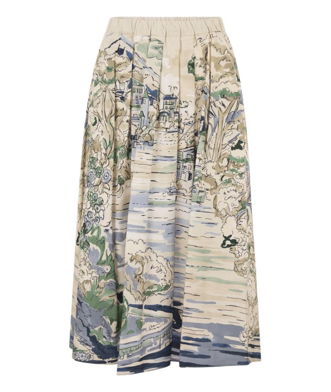 WEEKEND MAX MARA Бежевая хлопковая юбка миди, фото 1