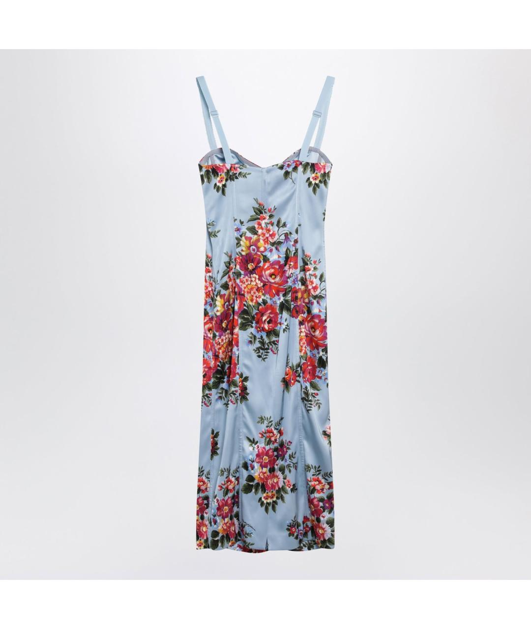 DOLCE&GABBANA Голубое шелковое коктейльное платье, фото 2