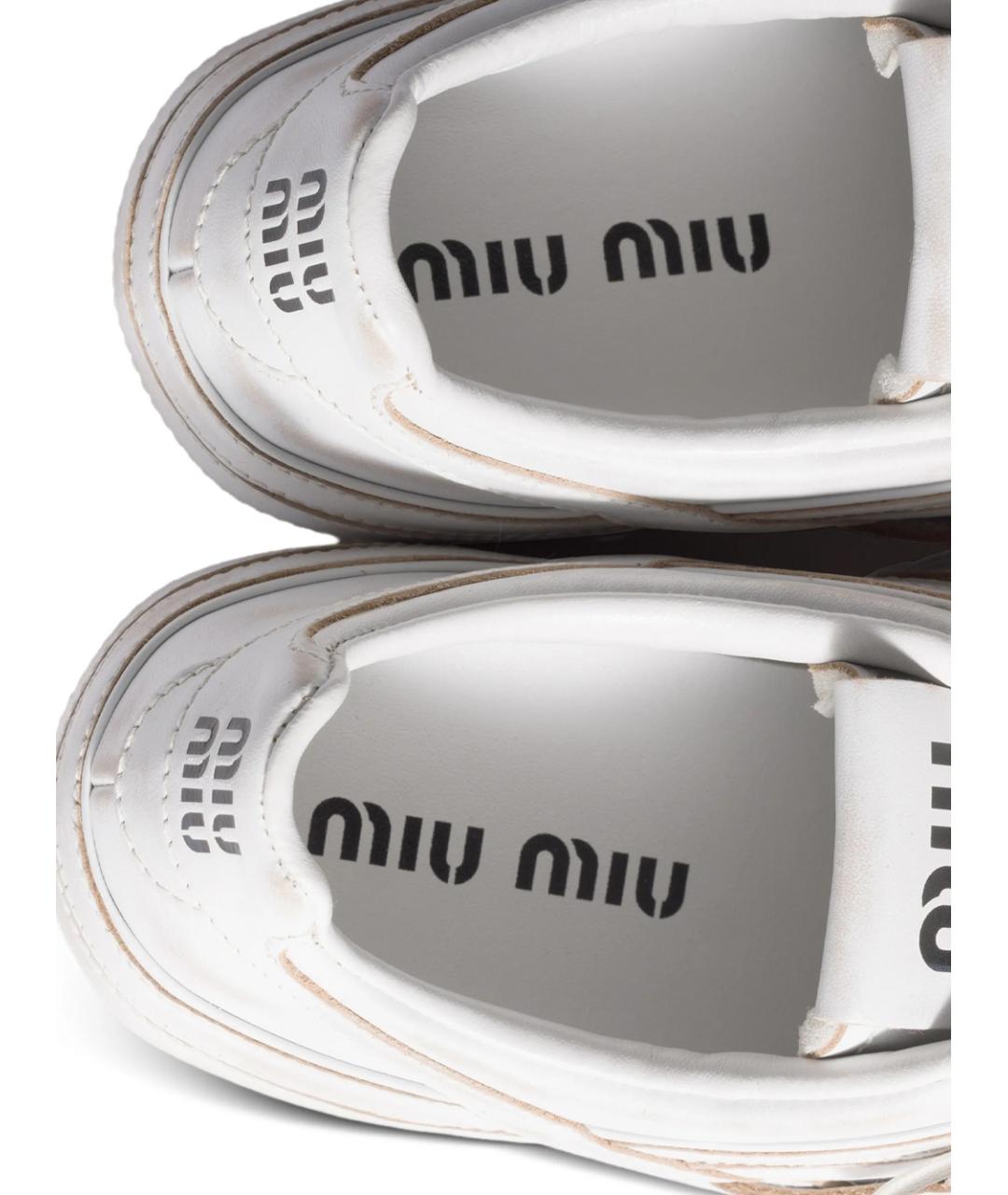 MIU MIU Белые кожаные кроссовки, фото 4