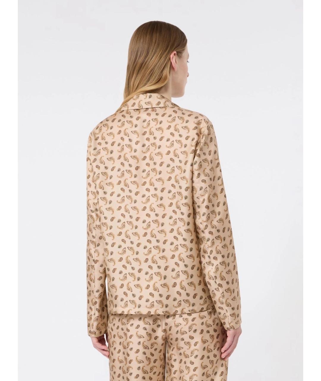 MAX MARA Бежевая шелковая рубашка, фото 4