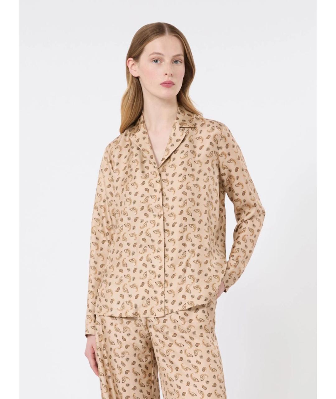 MAX MARA Бежевая шелковая рубашка, фото 3