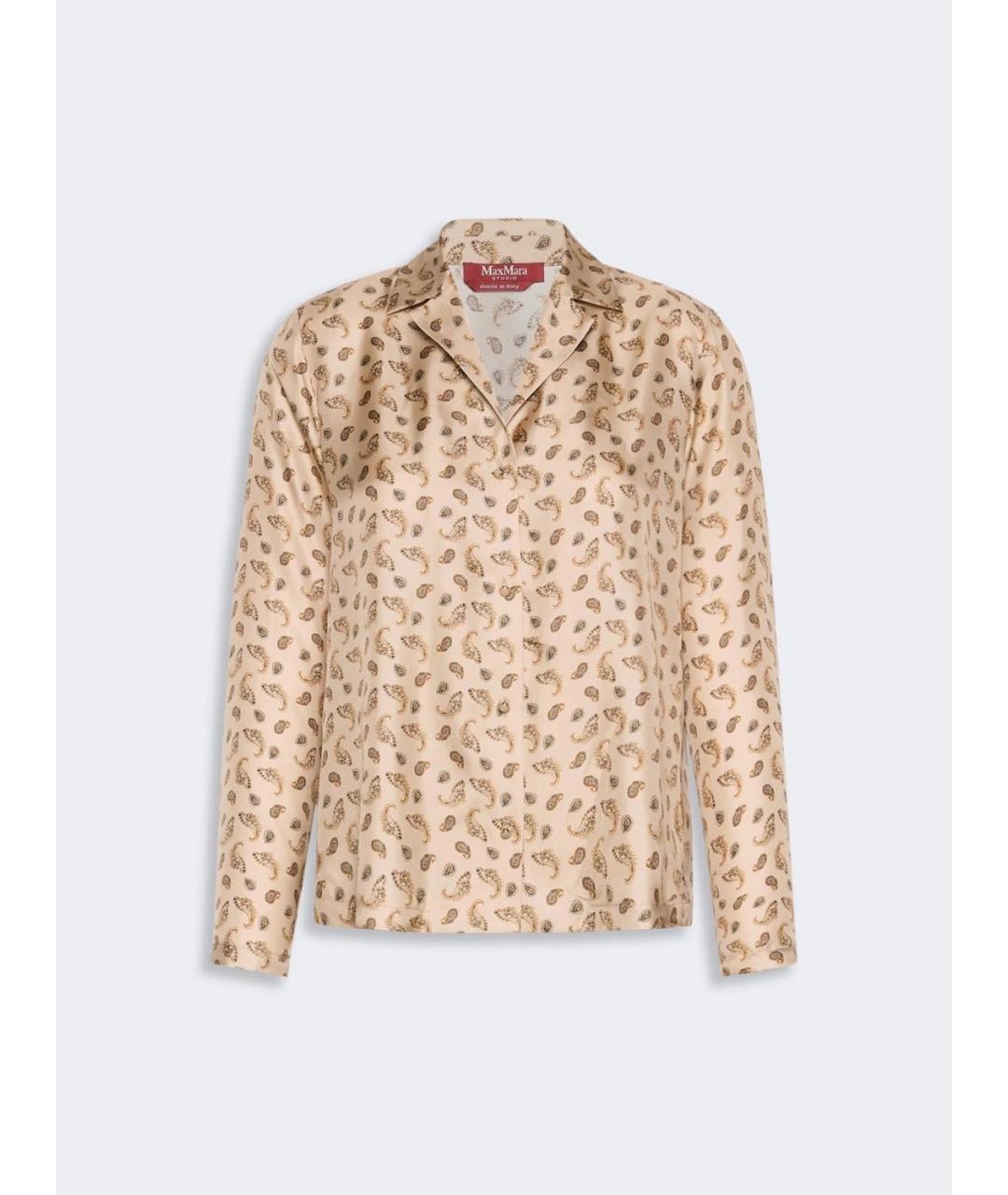 MAX MARA Бежевая шелковая рубашка, фото 6