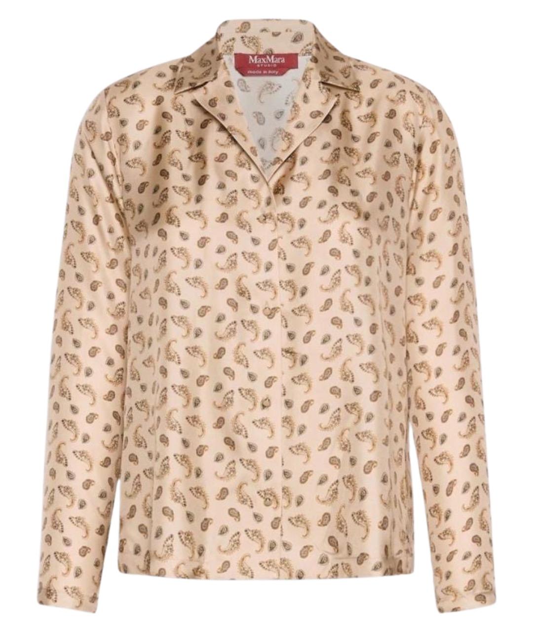 MAX MARA Бежевая шелковая рубашка, фото 1