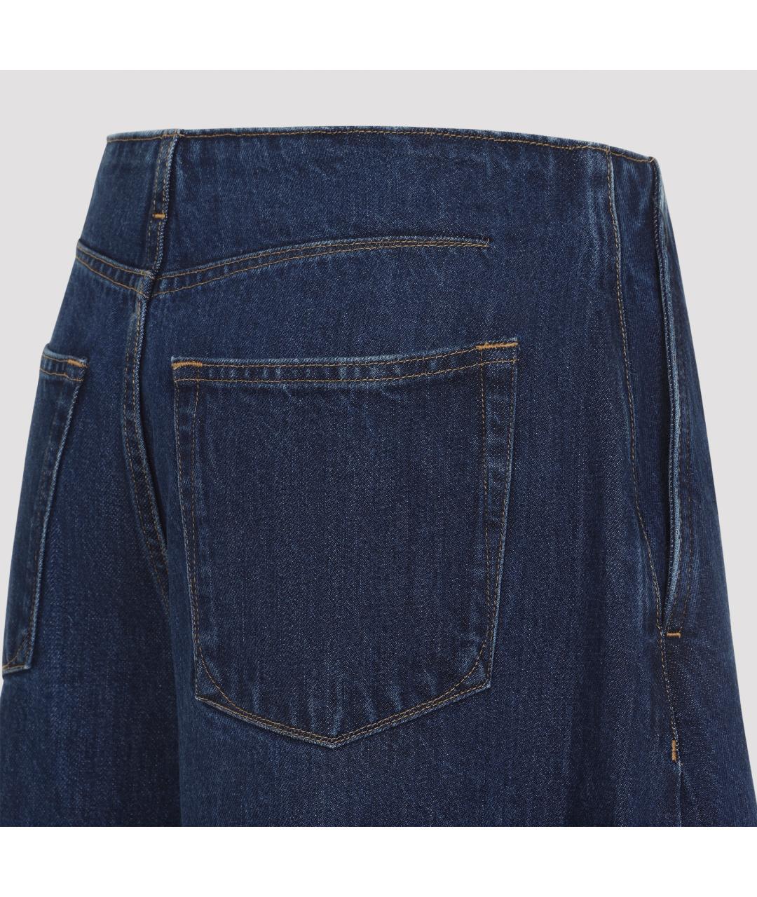 JIL SANDER Синие хлопковые прямые брюки, фото 4