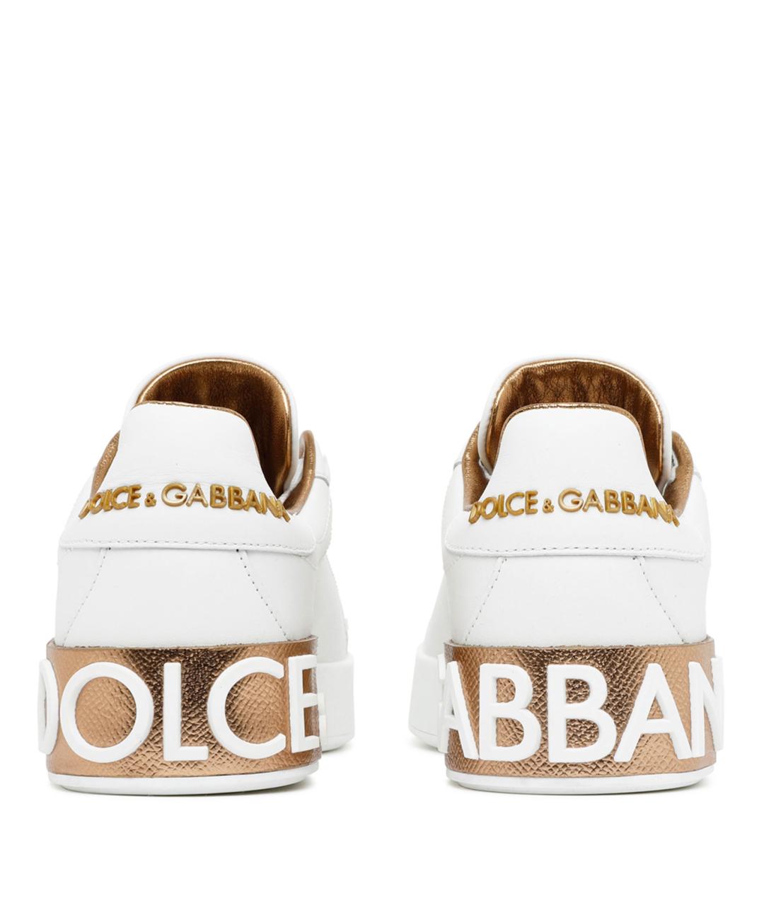 DOLCE&GABBANA Белые кожаные кроссовки, фото 4