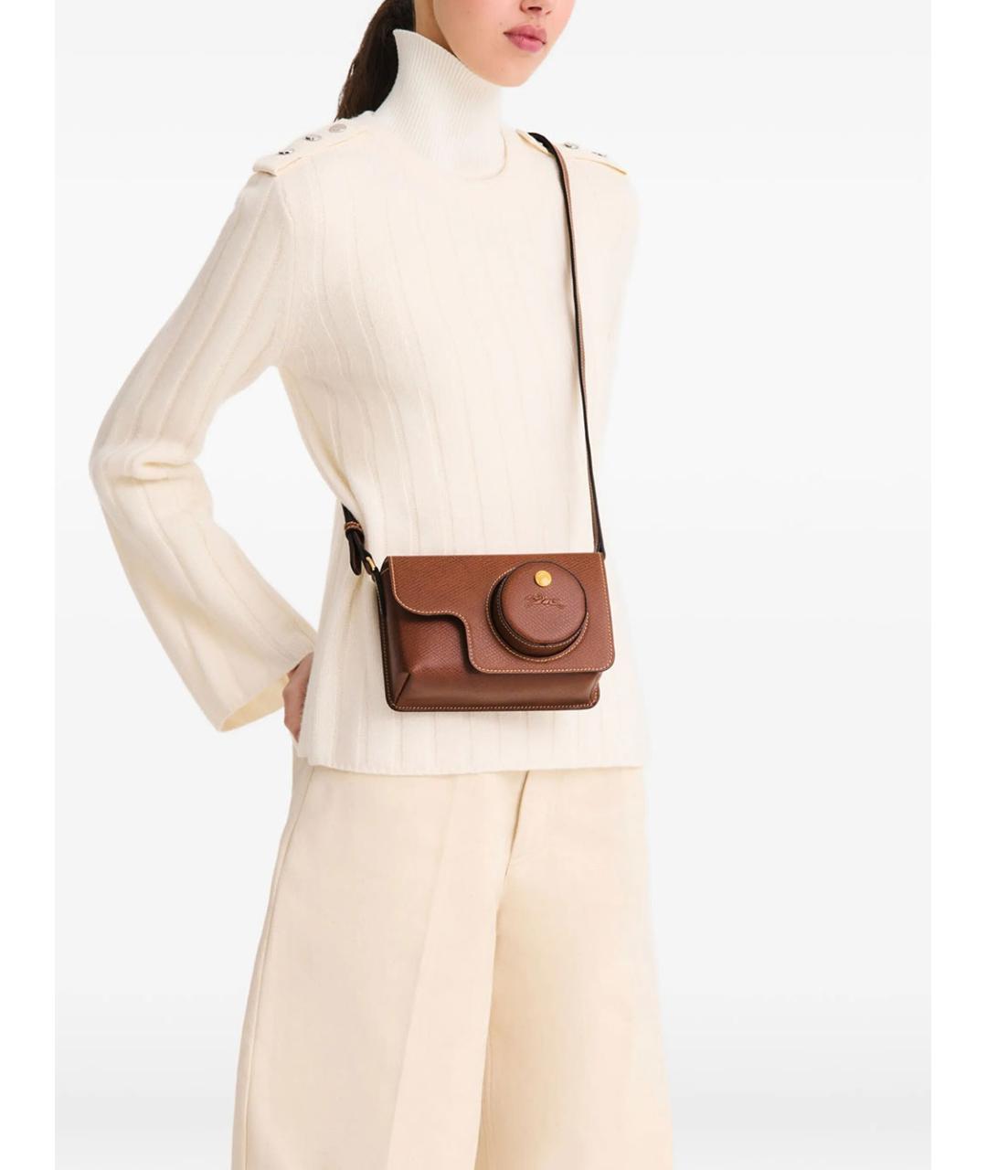 LONGCHAMP Коричневая кожаная сумка через плечо, фото 2
