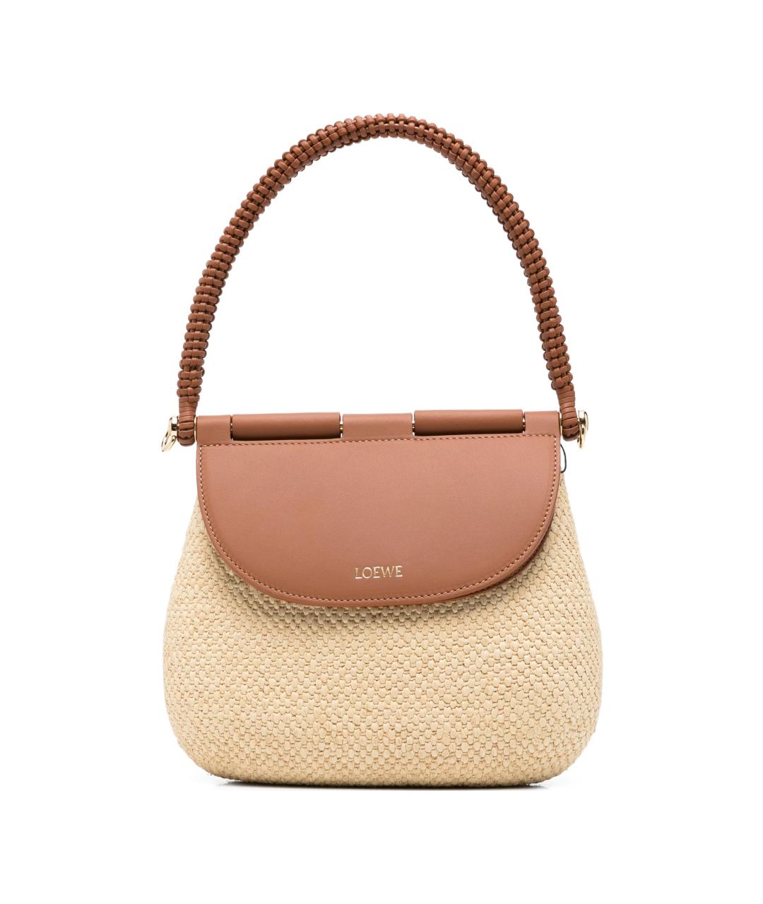 LOEWE Бежевая плетеная сумка через плечо, фото 1
