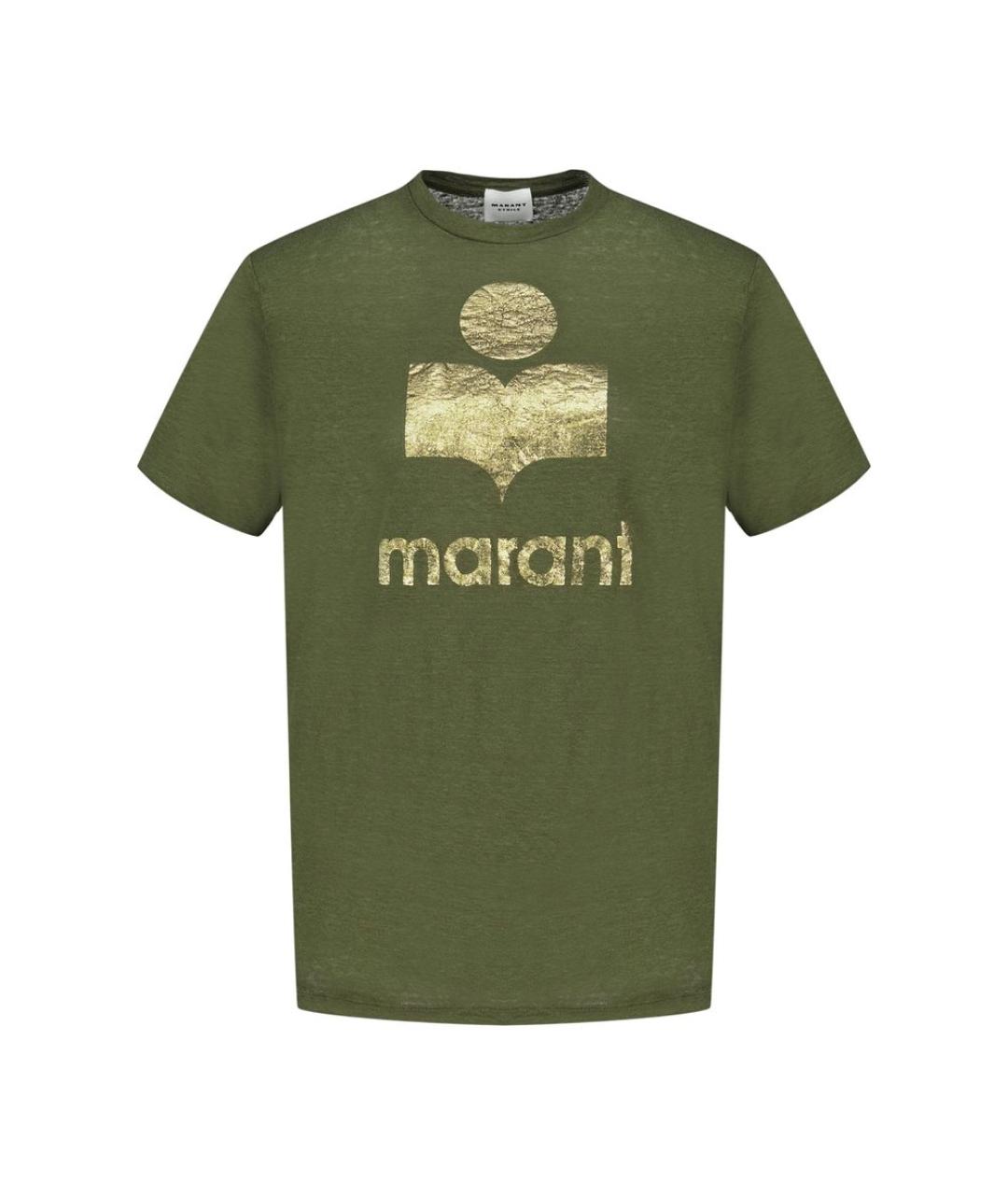 ISABEL MARANT Хаки льняная футболка, фото 1