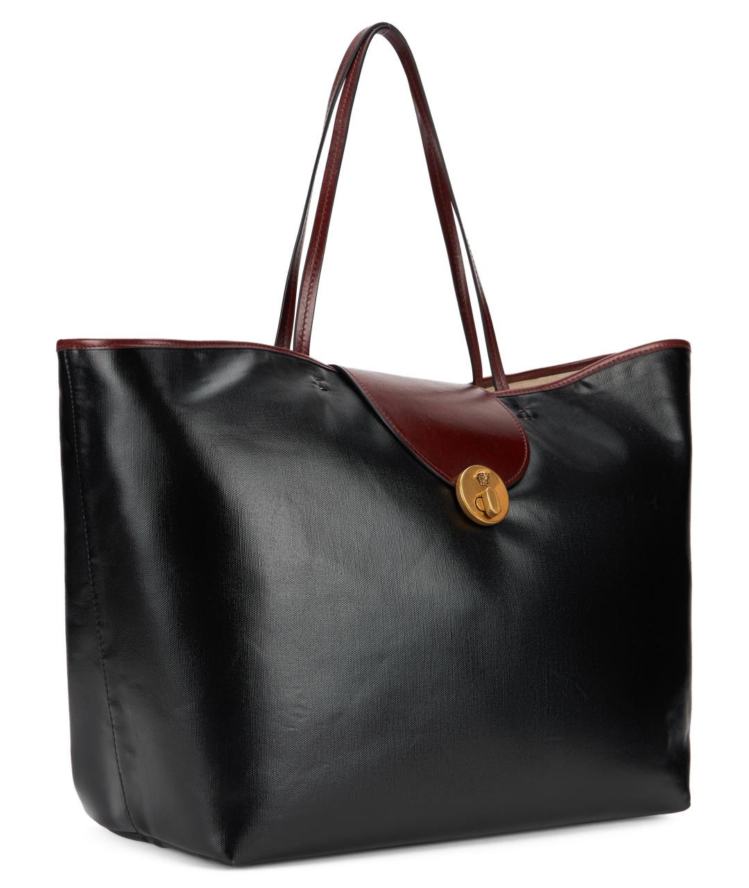 VERSACE Черная кожаная сумка тоут, фото 3