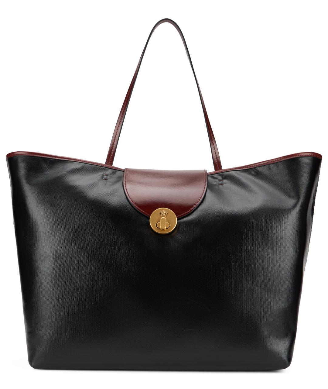 VERSACE Черная кожаная сумка тоут, фото 2