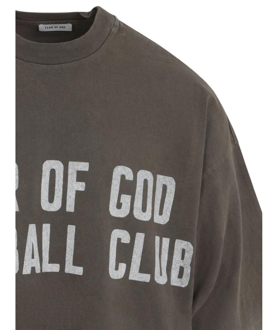 FEAR OF GOD Коричневая хлопковая футболка, фото 3