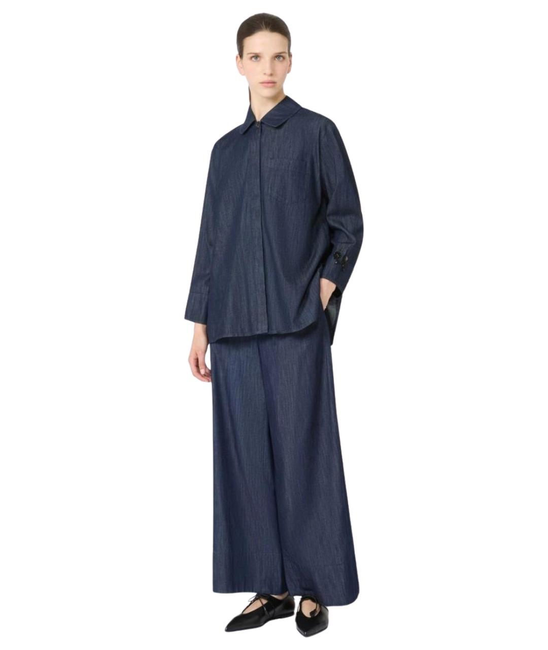 'S MAX MARA Темно-синие хлопковые брюки широкие, фото 2