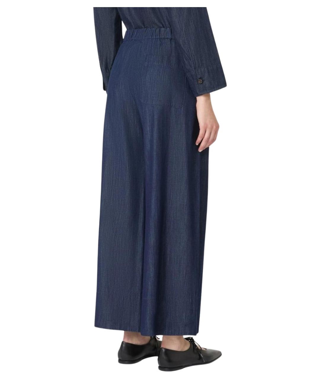 'S MAX MARA Темно-синие хлопковые брюки широкие, фото 4