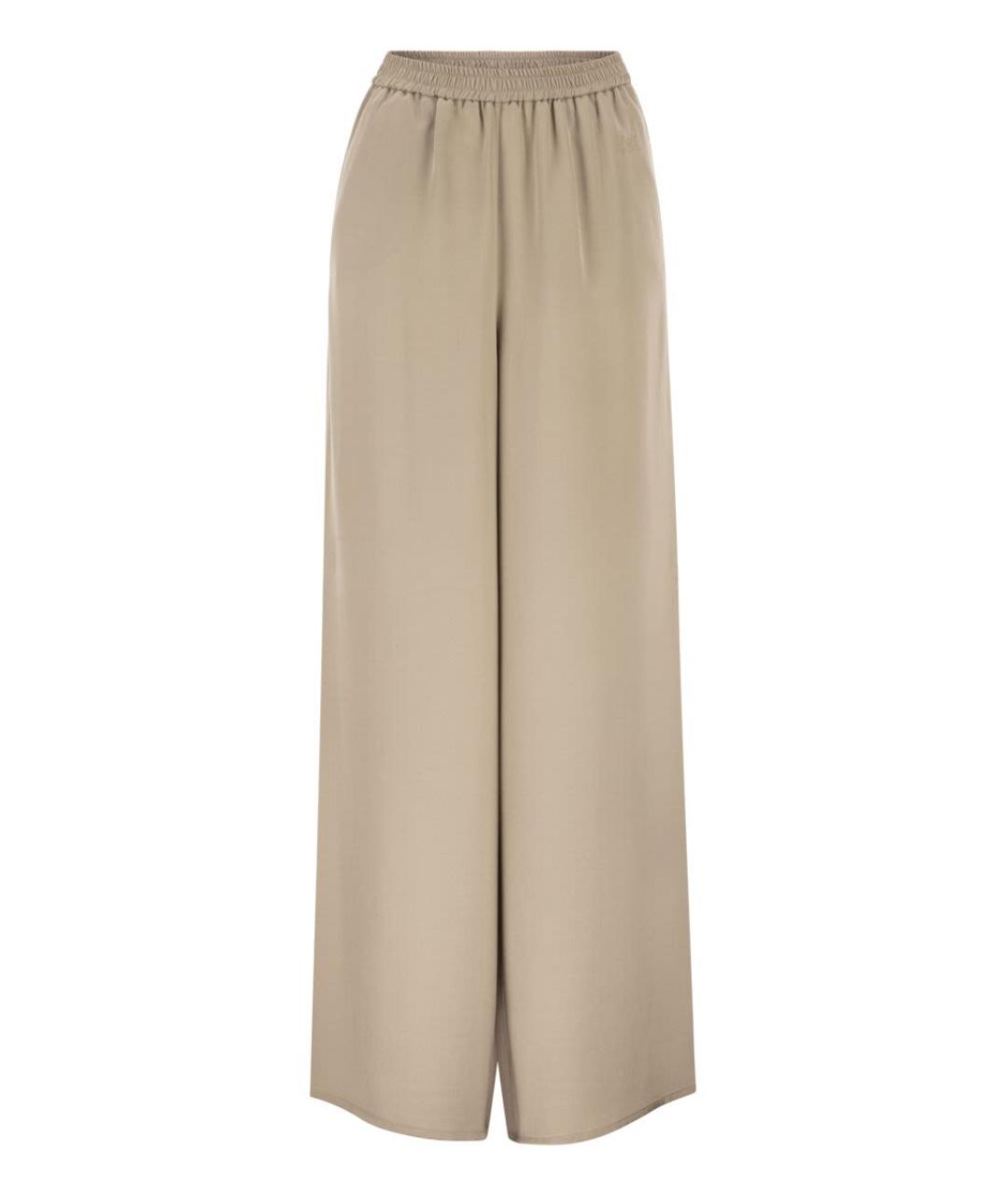 MAX MARA Бежевые шелковые прямые брюки, фото 1