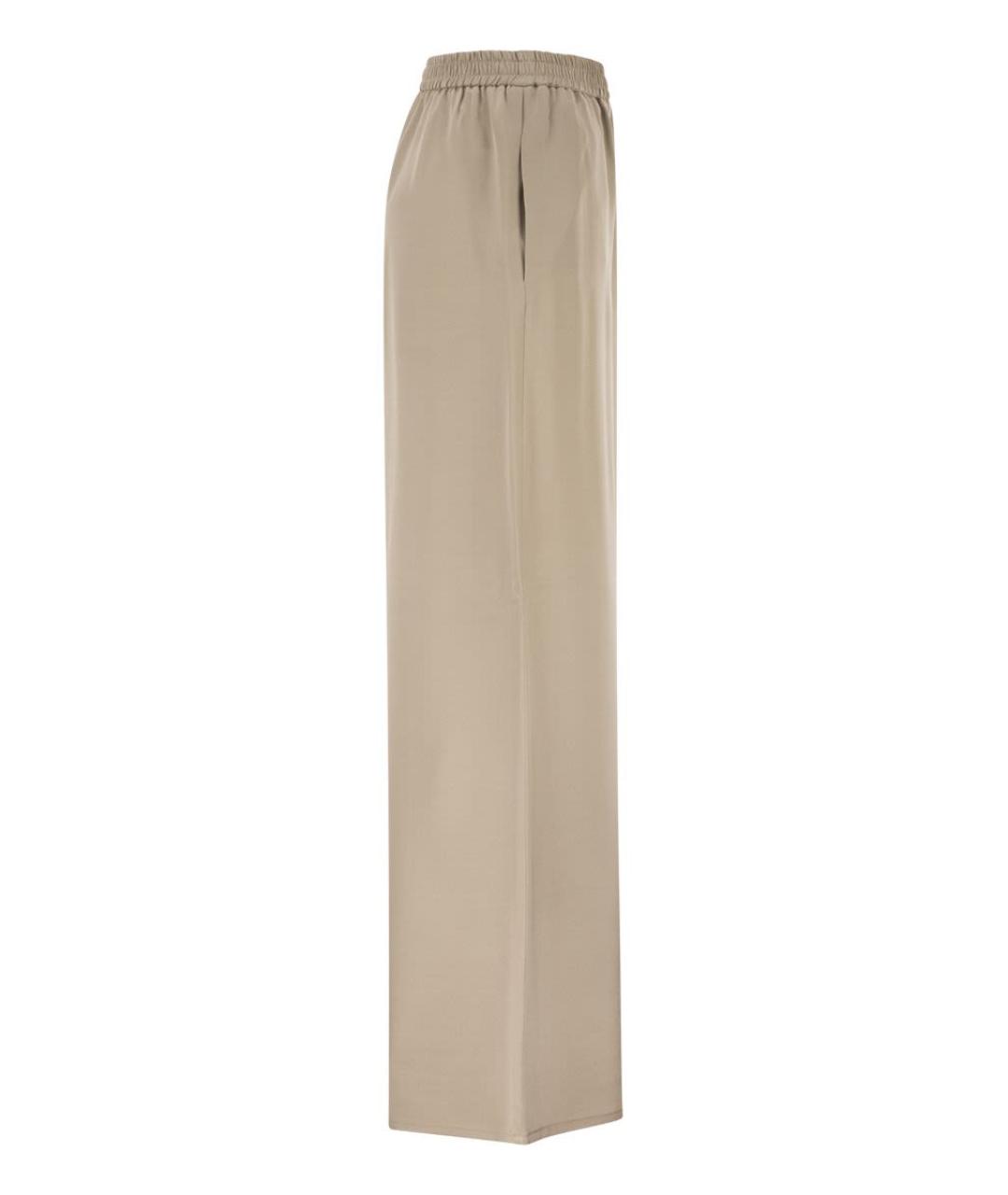 MAX MARA Бежевые шелковые прямые брюки, фото 3