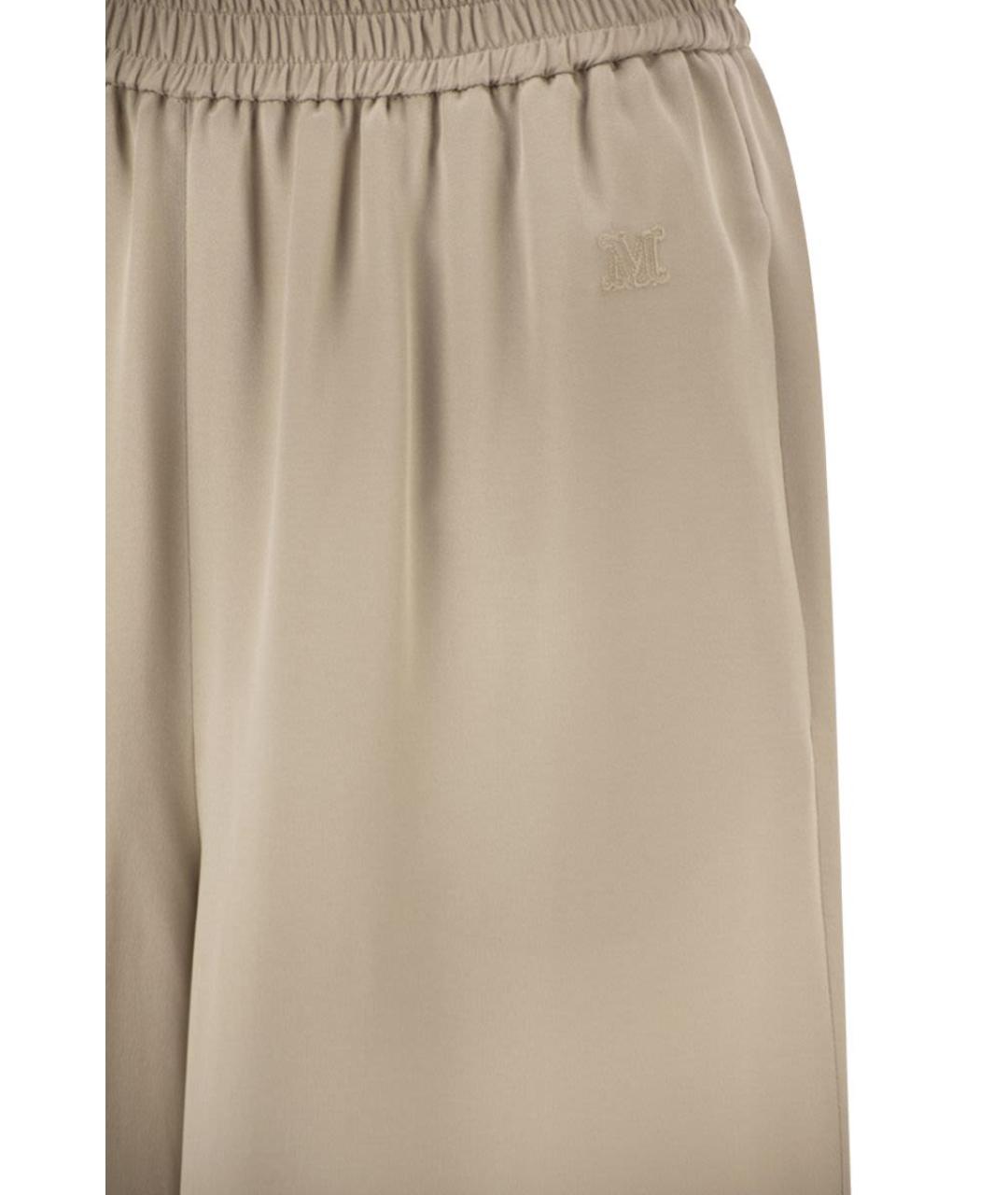 MAX MARA Бежевые шелковые прямые брюки, фото 4