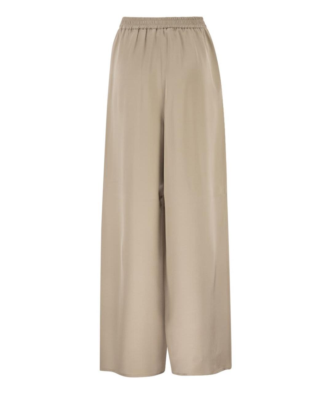 MAX MARA Бежевые шелковые прямые брюки, фото 2
