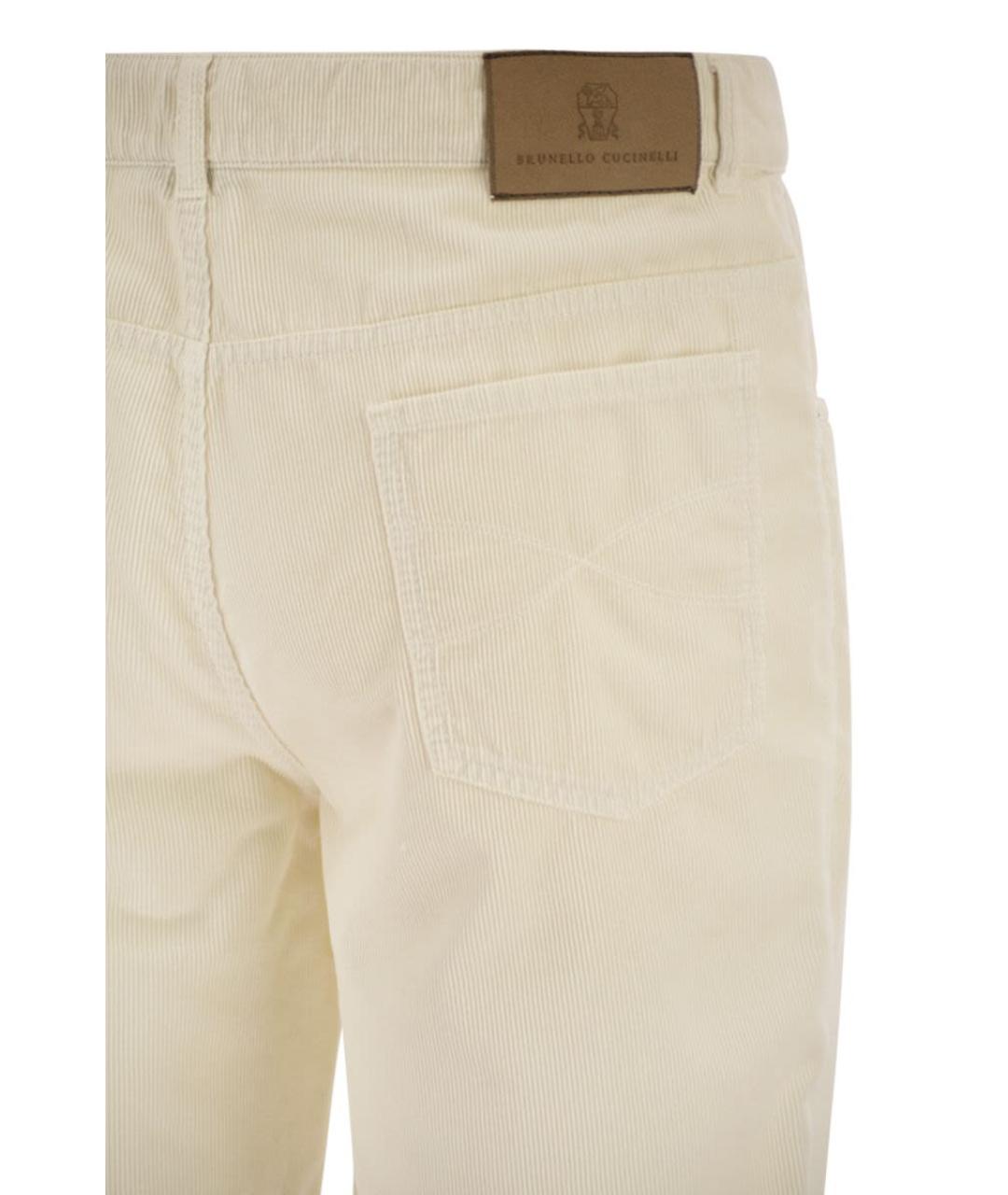 BRUNELLO CUCINELLI Белые хлопковые повседневные брюки, фото 4