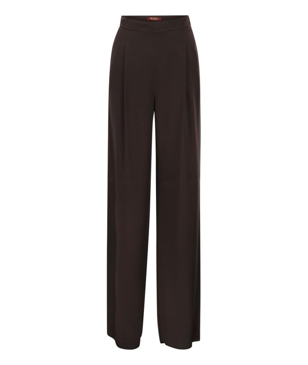 MAX MARA Коричневые ацетатные прямые брюки, фото 1