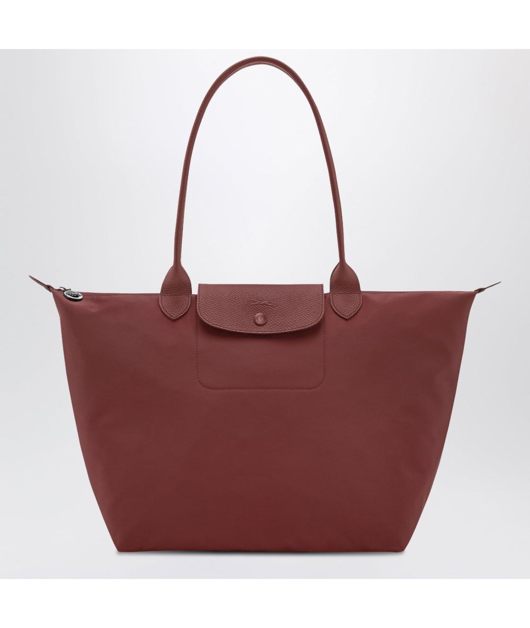 LONGCHAMP Бордовая тканевая сумка тоут, фото 3