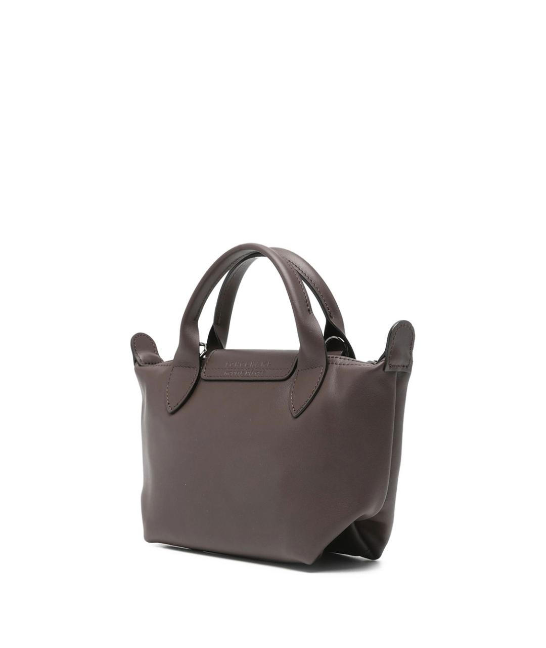 LONGCHAMP Коричневая кожаная сумка с короткими ручками, фото 3