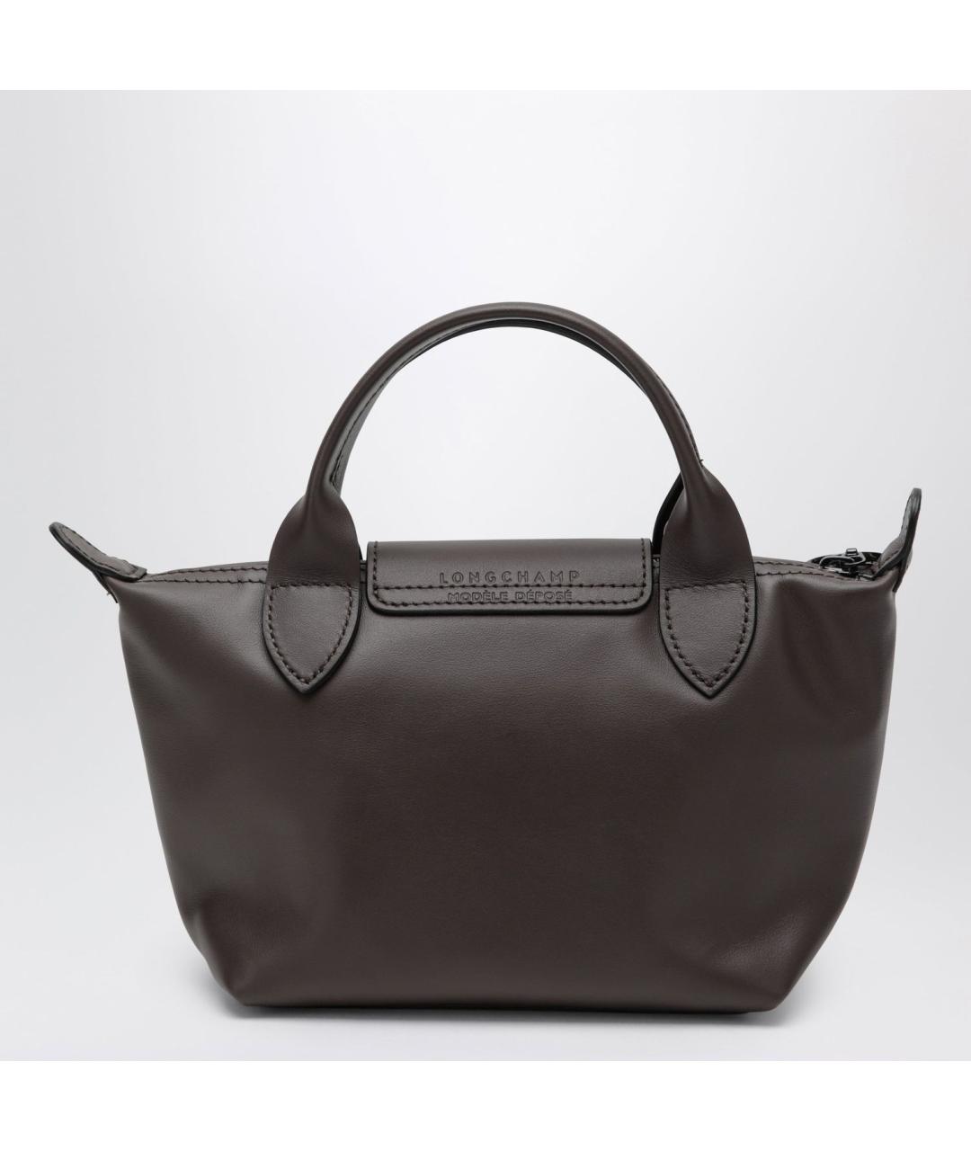 LONGCHAMP Коричневая кожаная сумка с короткими ручками, фото 2