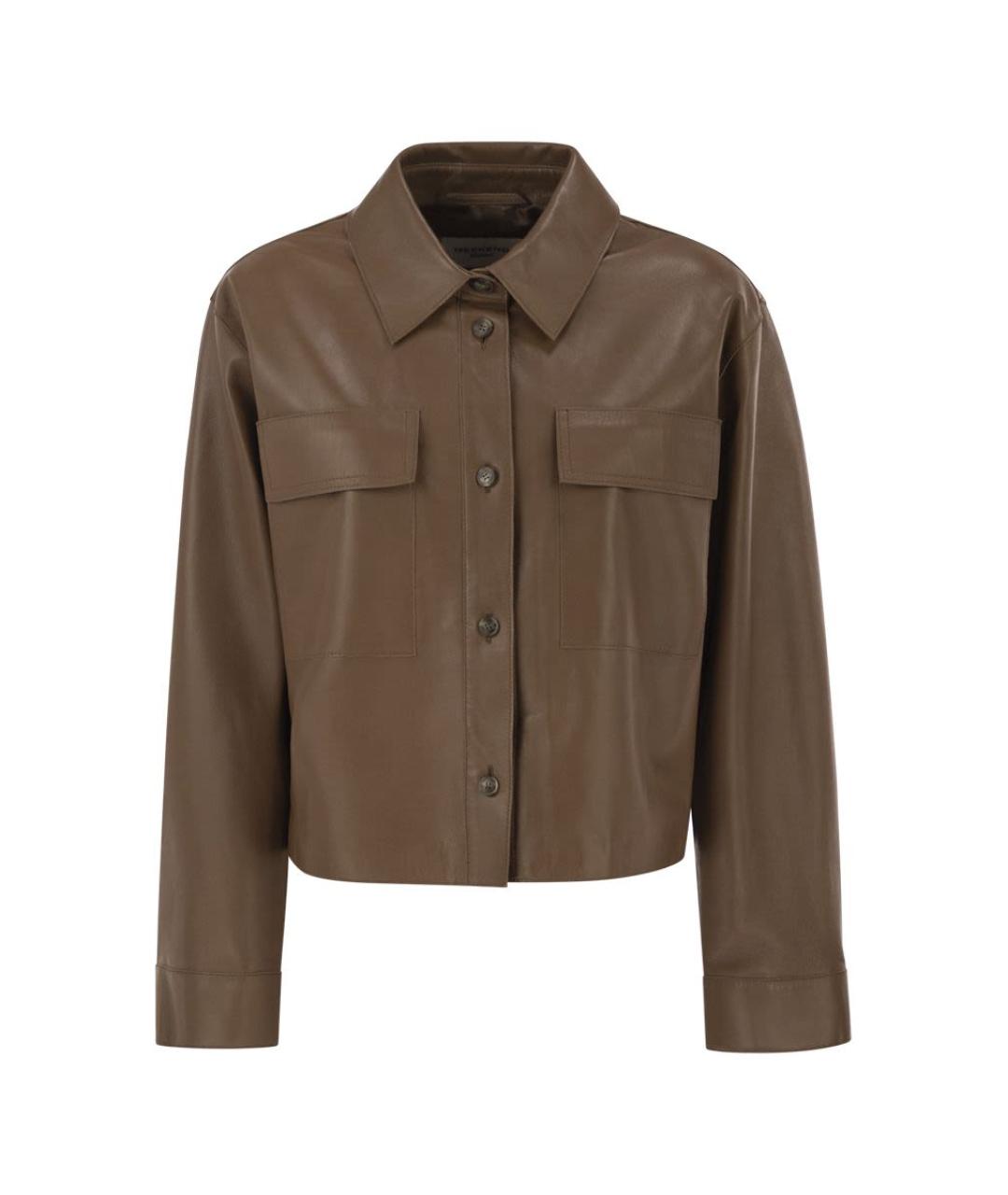 WEEKEND MAX MARA Коричневая кожаная куртка, фото 1