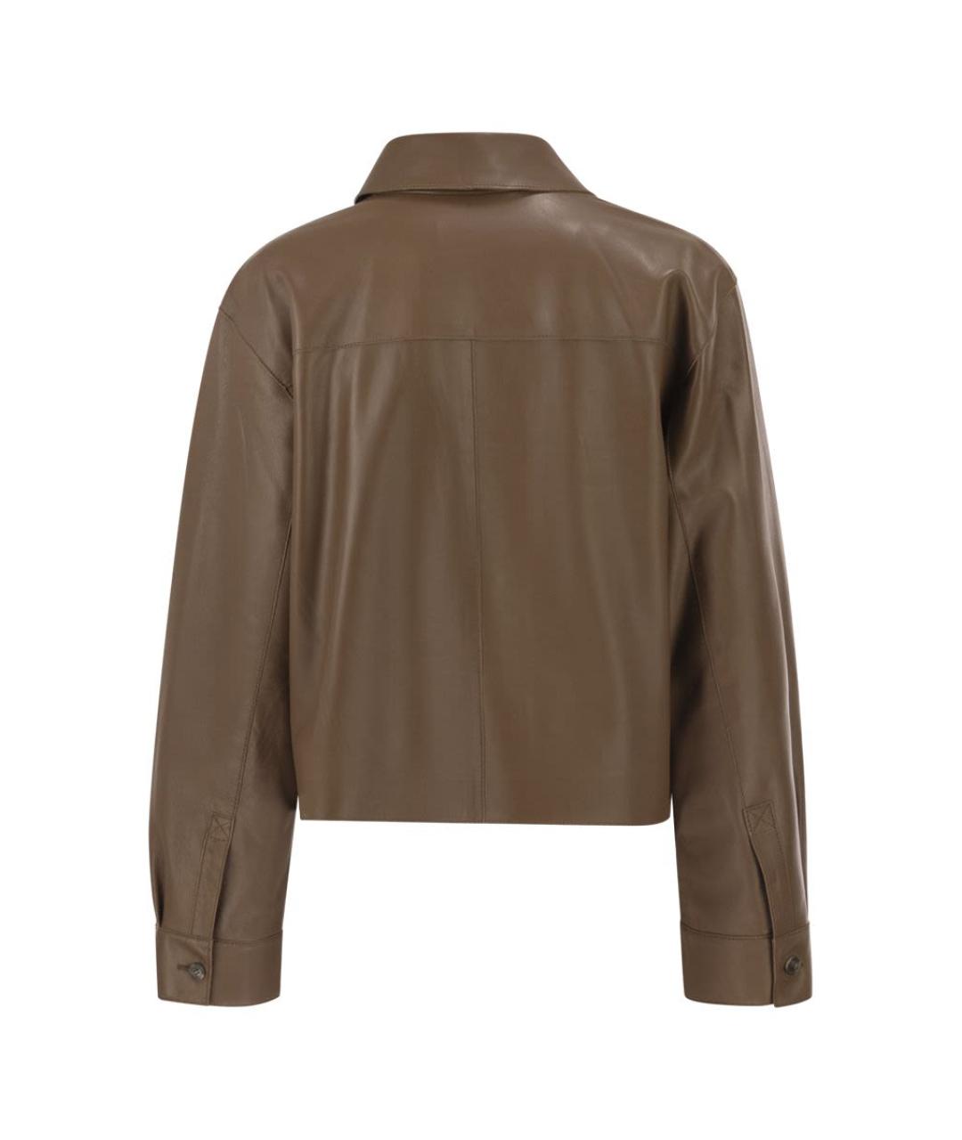 WEEKEND MAX MARA Коричневая кожаная куртка, фото 2