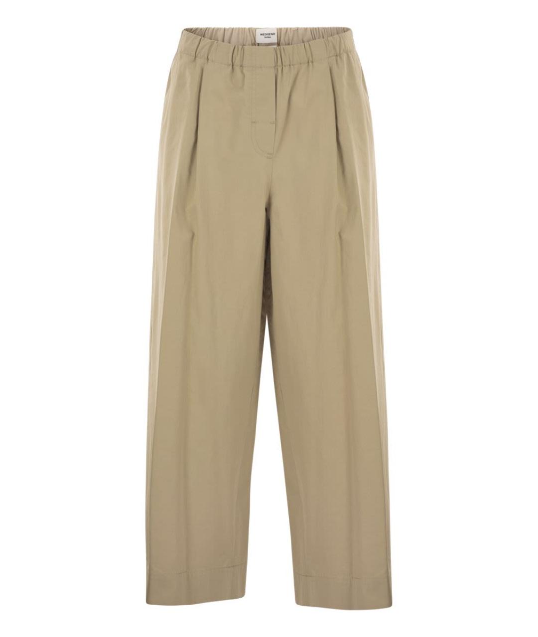 WEEKEND MAX MARA Бежевые хлопковые прямые брюки, фото 1