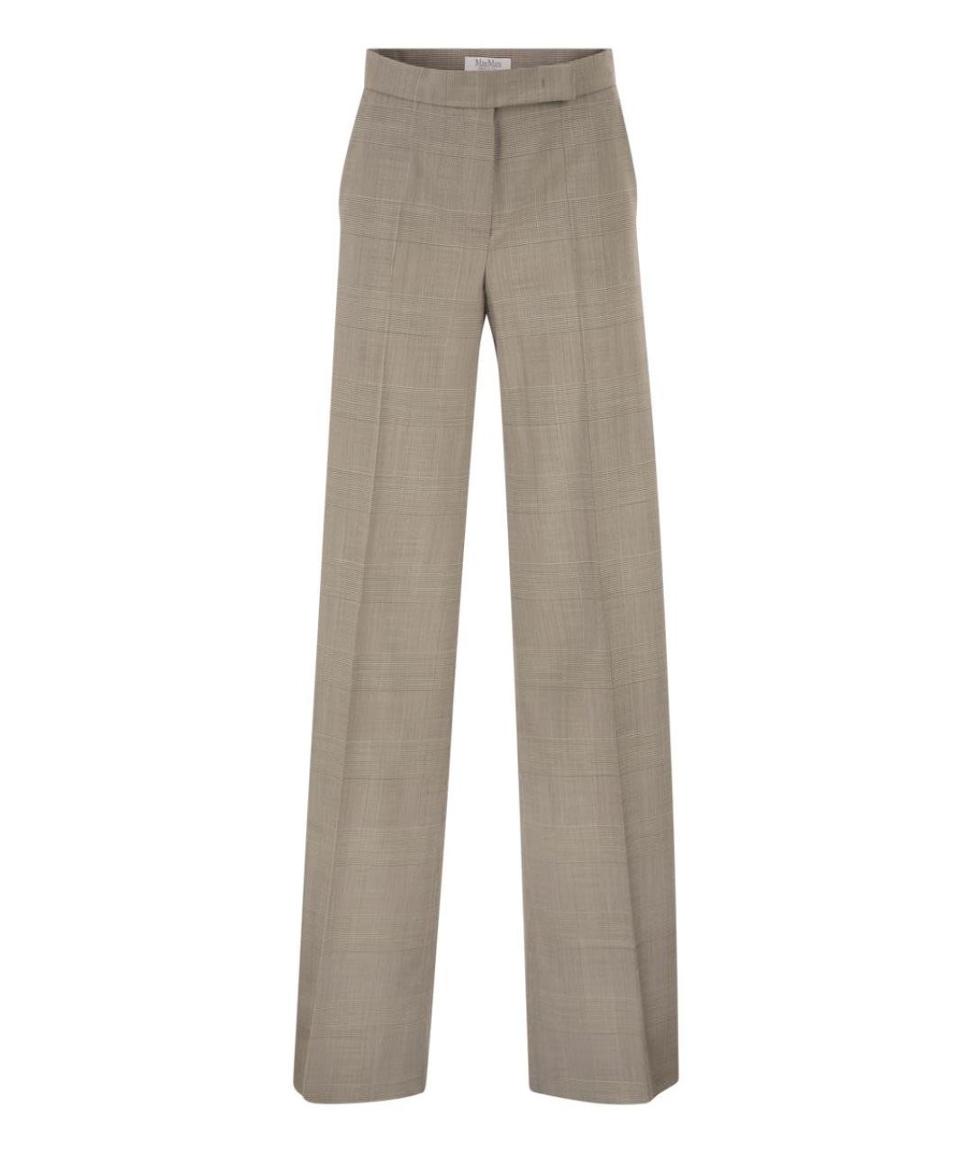 MAX MARA Бежевые шерстяные прямые брюки, фото 1