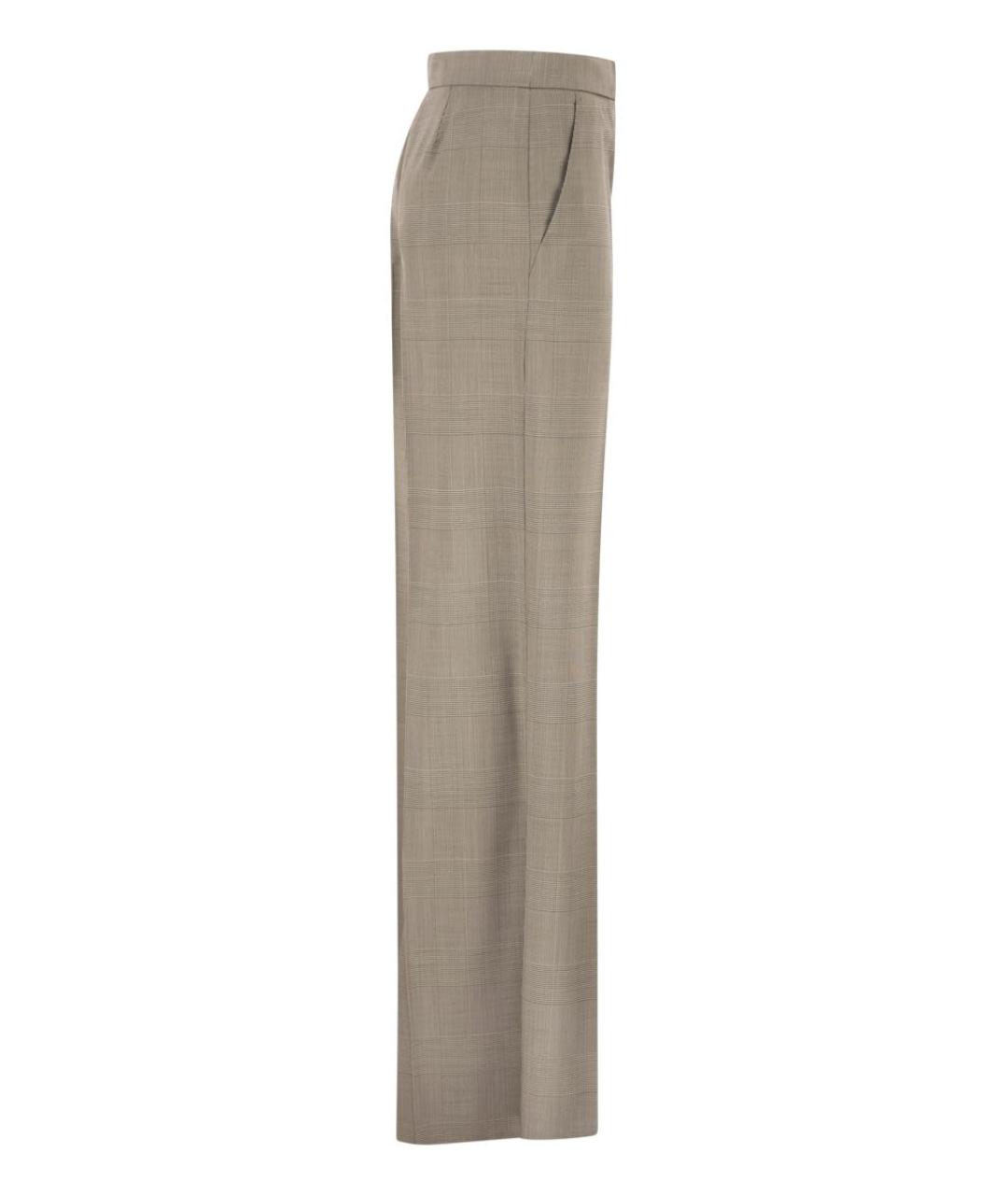 MAX MARA Бежевые шерстяные прямые брюки, фото 3