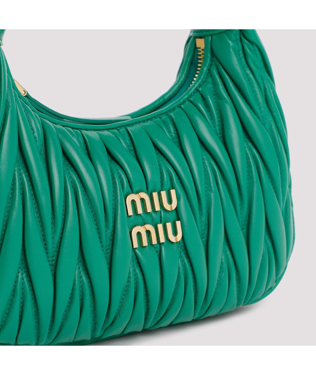 MIU MIU Зеленая кожаная сумка с короткими ручками, фото 5