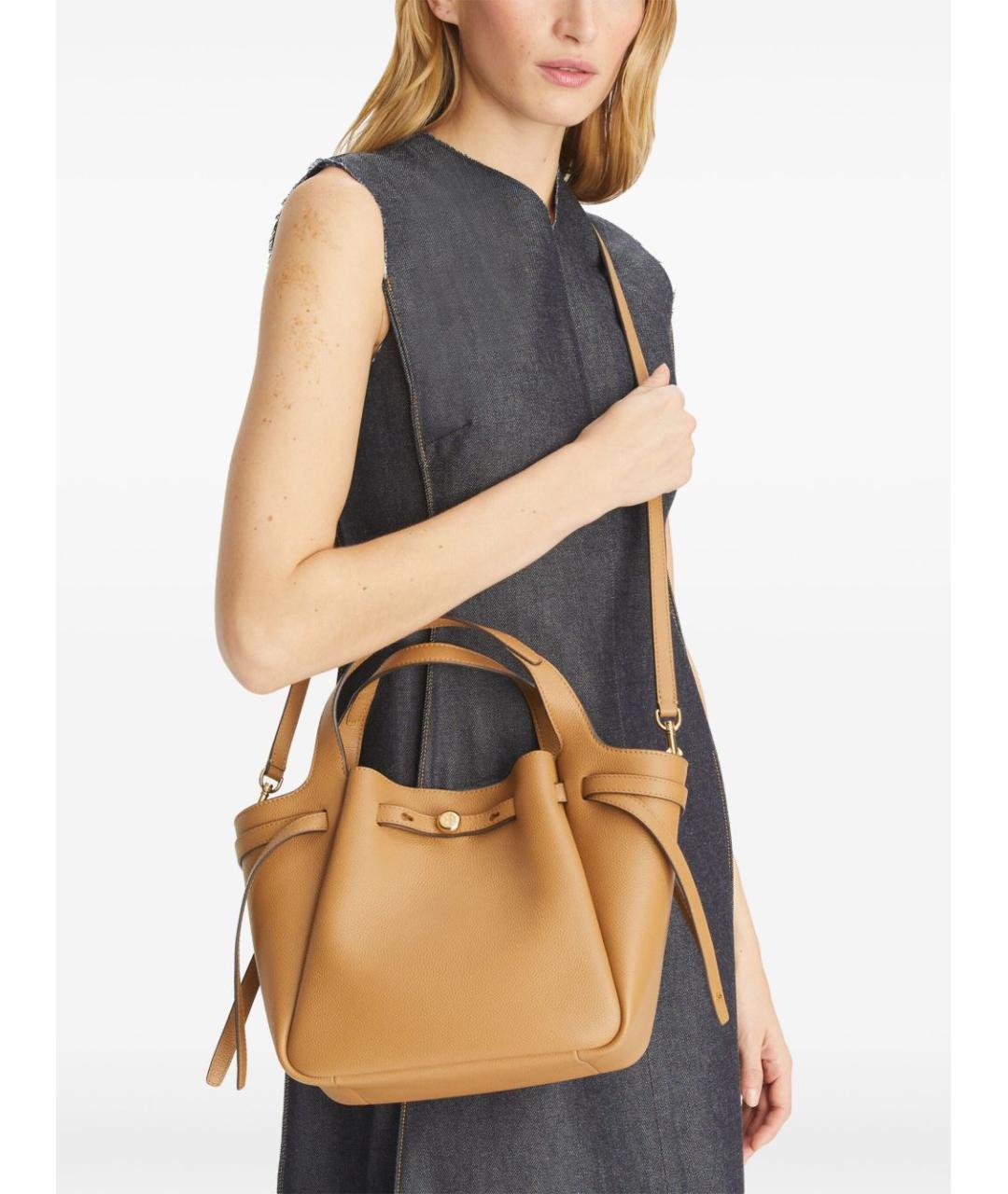 TORY BURCH Коричневая кожаная сумка тоут, фото 4