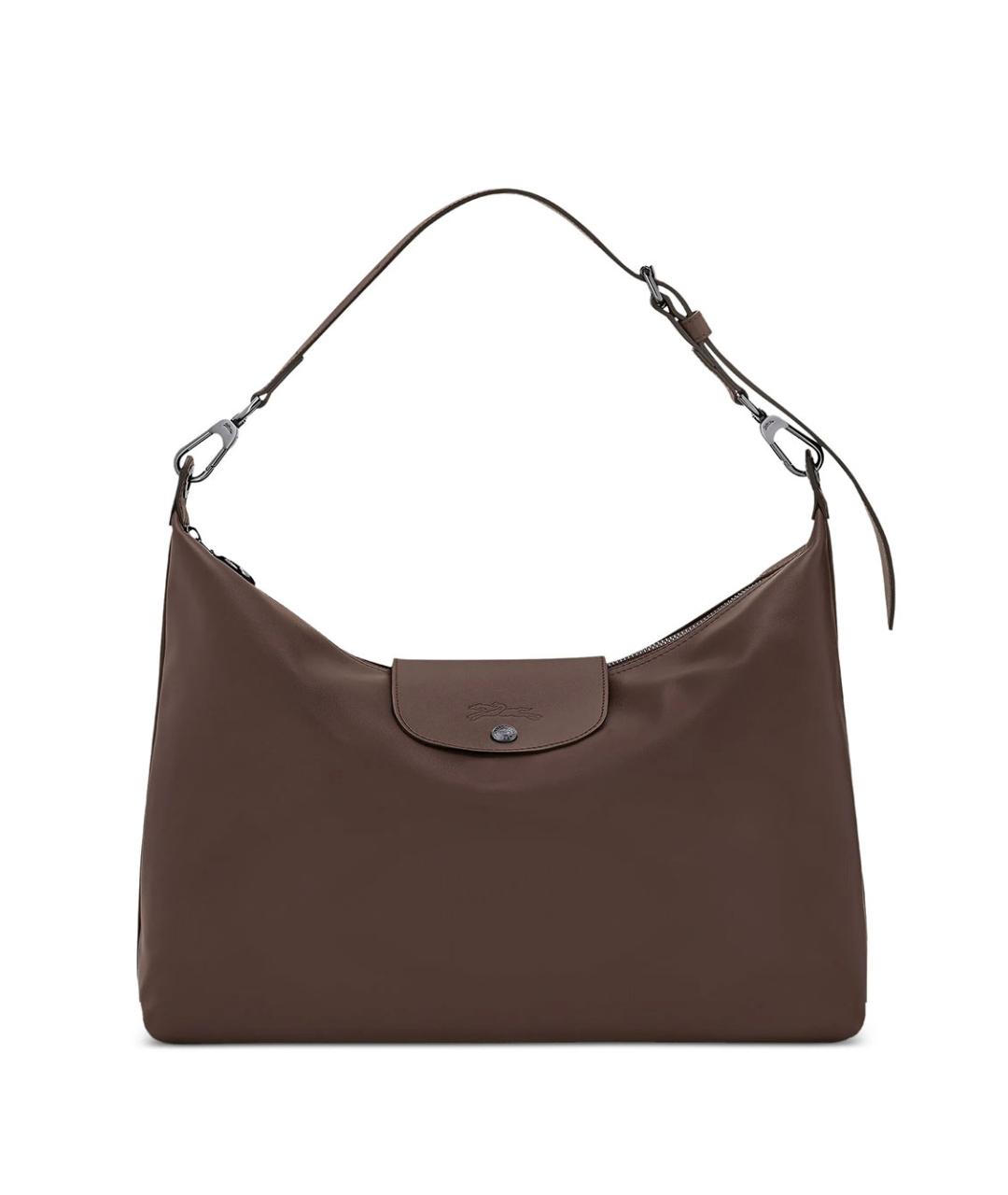 LONGCHAMP Коричневая кожаная сумка с короткими ручками, фото 1