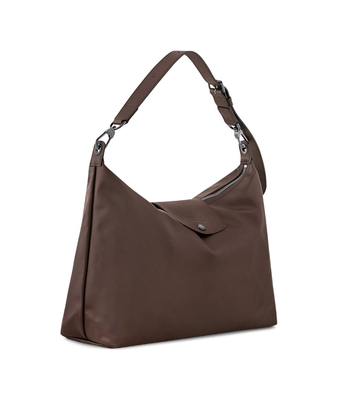 LONGCHAMP Коричневая кожаная сумка с короткими ручками, фото 5