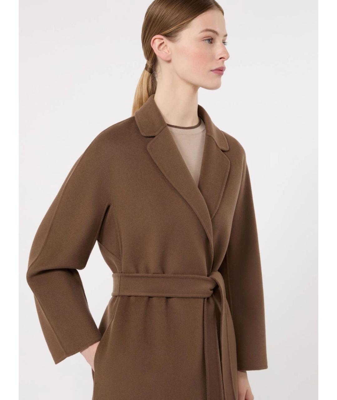 'S MAX MARA Коричневое шерстяное пальто, фото 5
