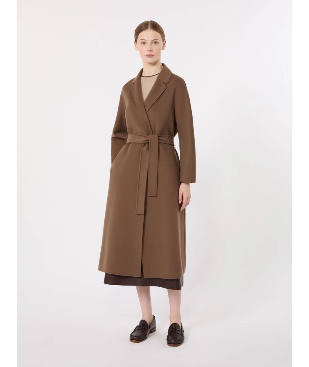'S MAX MARA Коричневое шерстяное пальто, фото 3