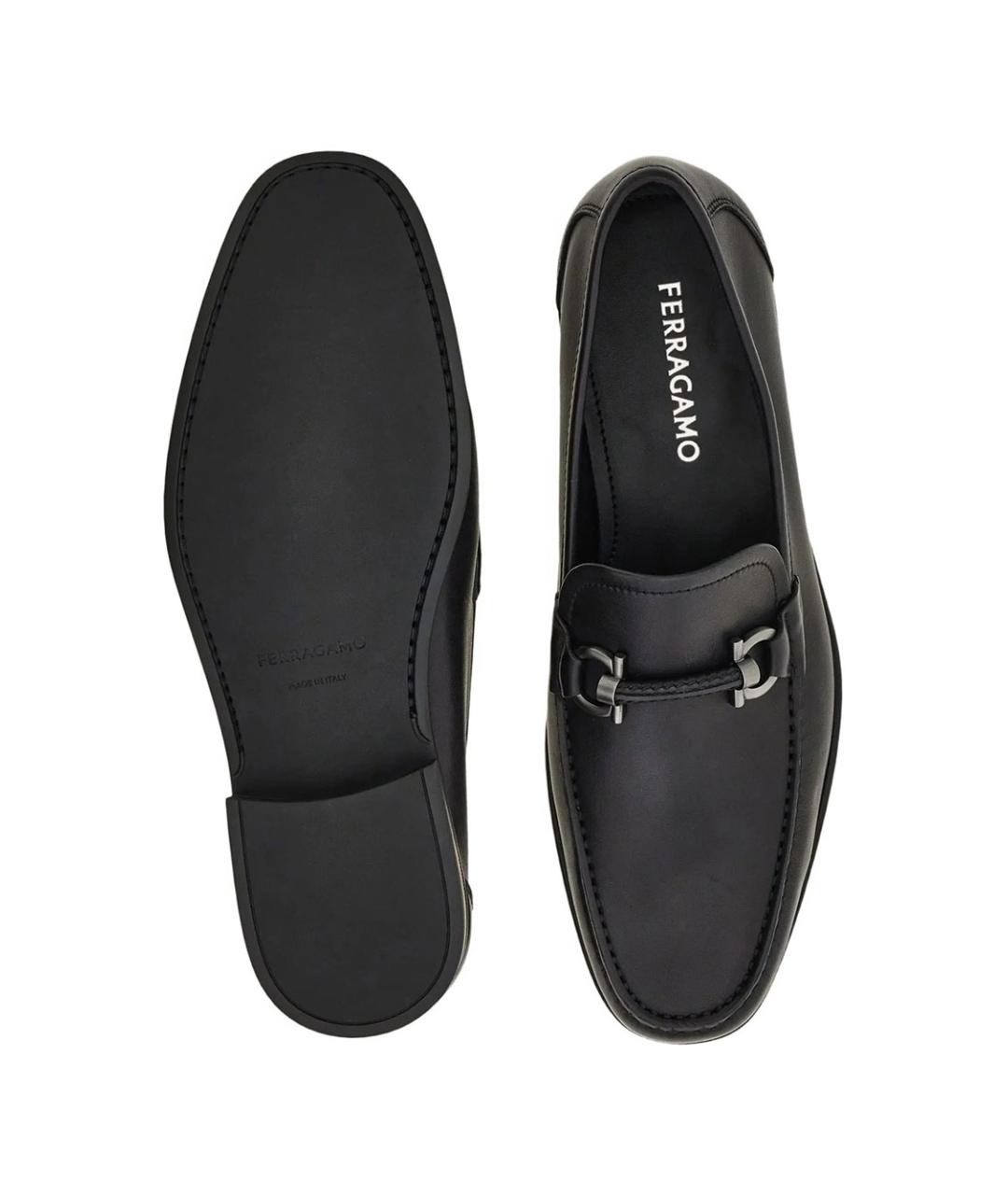FERRAGAMO Черные кожаные лоферы, фото 5