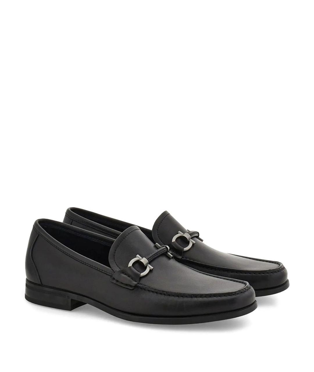 FERRAGAMO Черные кожаные лоферы, фото 2