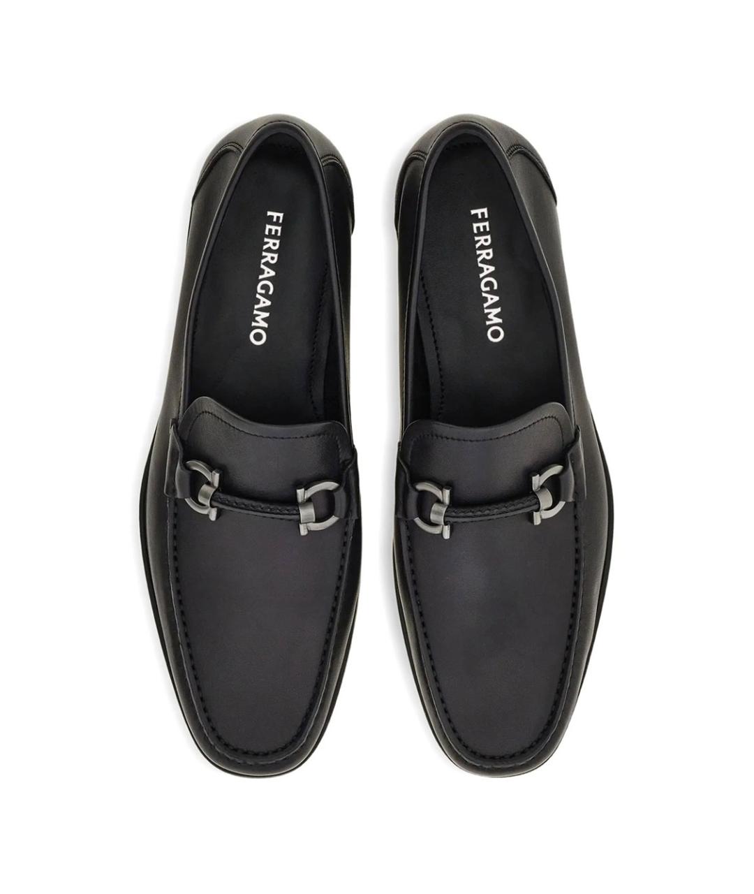 FERRAGAMO Черные кожаные лоферы, фото 4