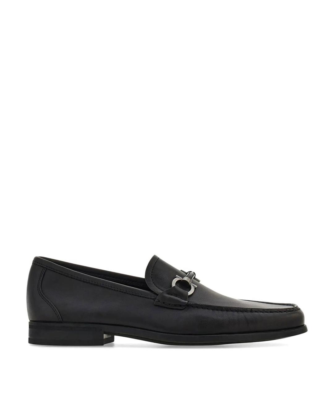 FERRAGAMO Черные кожаные лоферы, фото 1