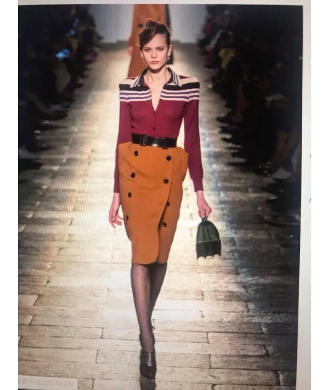BOTTEGA VENETA Коричневая шерстяная юбка миди, фото 2