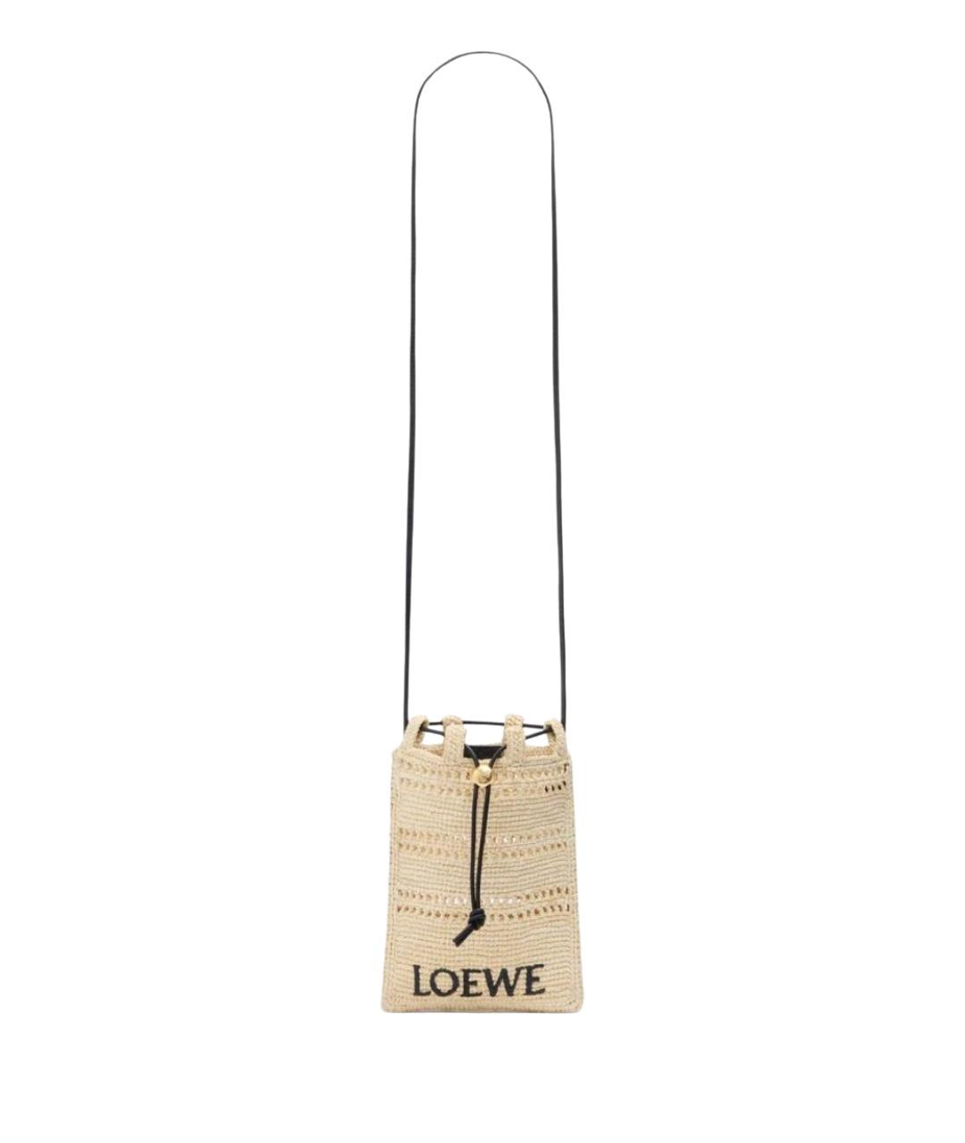 LOEWE Бежевая плетеная сумка через плечо, фото 1
