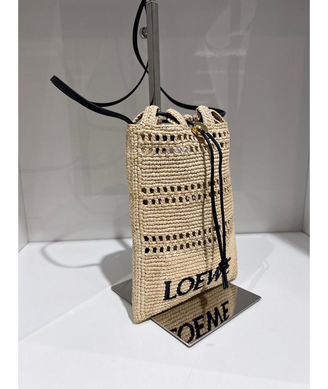 LOEWE Бежевая плетеная сумка через плечо, фото 3