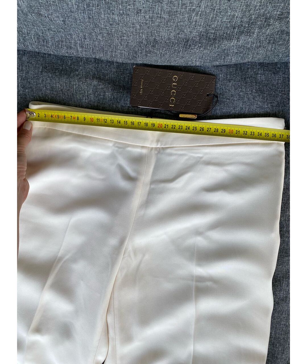 GUCCI Белые шелковые прямые брюки, фото 5
