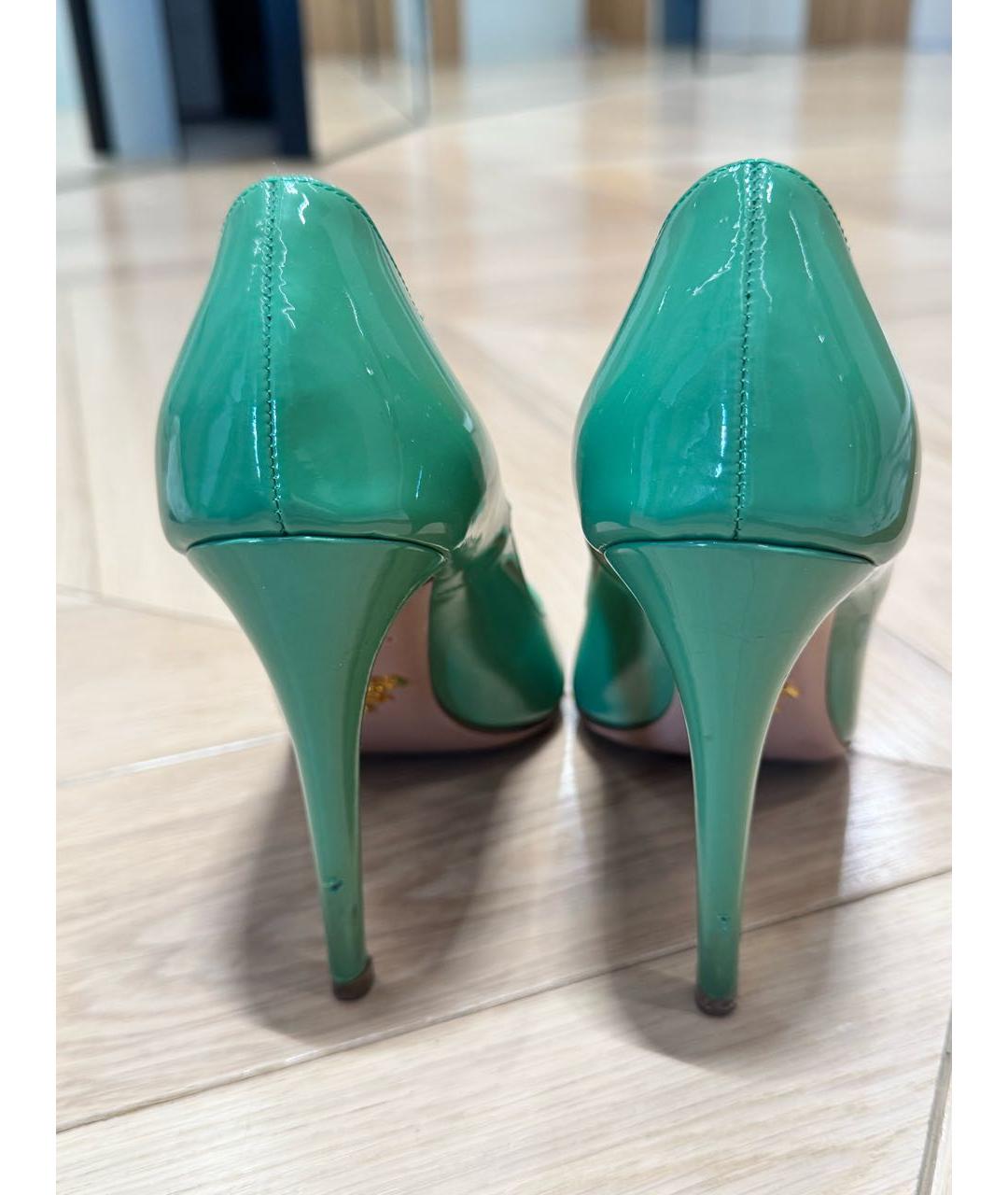 PRADA Бирюзовые туфли из лакированной кожи, фото 4