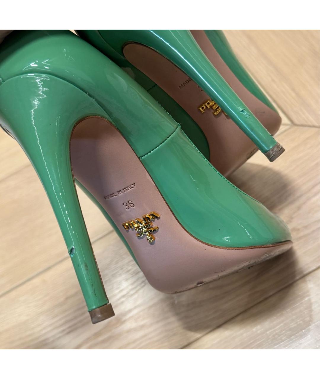 PRADA Бирюзовые туфли из лакированной кожи, фото 7