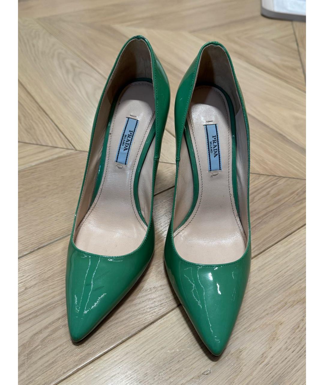 PRADA Бирюзовые туфли из лакированной кожи, фото 2